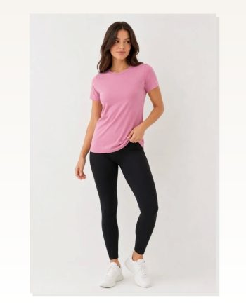 Basic Tişört Bisiklet Yaka Kısa Kol Günlük Yazlık Slim Fit T-shirt Pembe