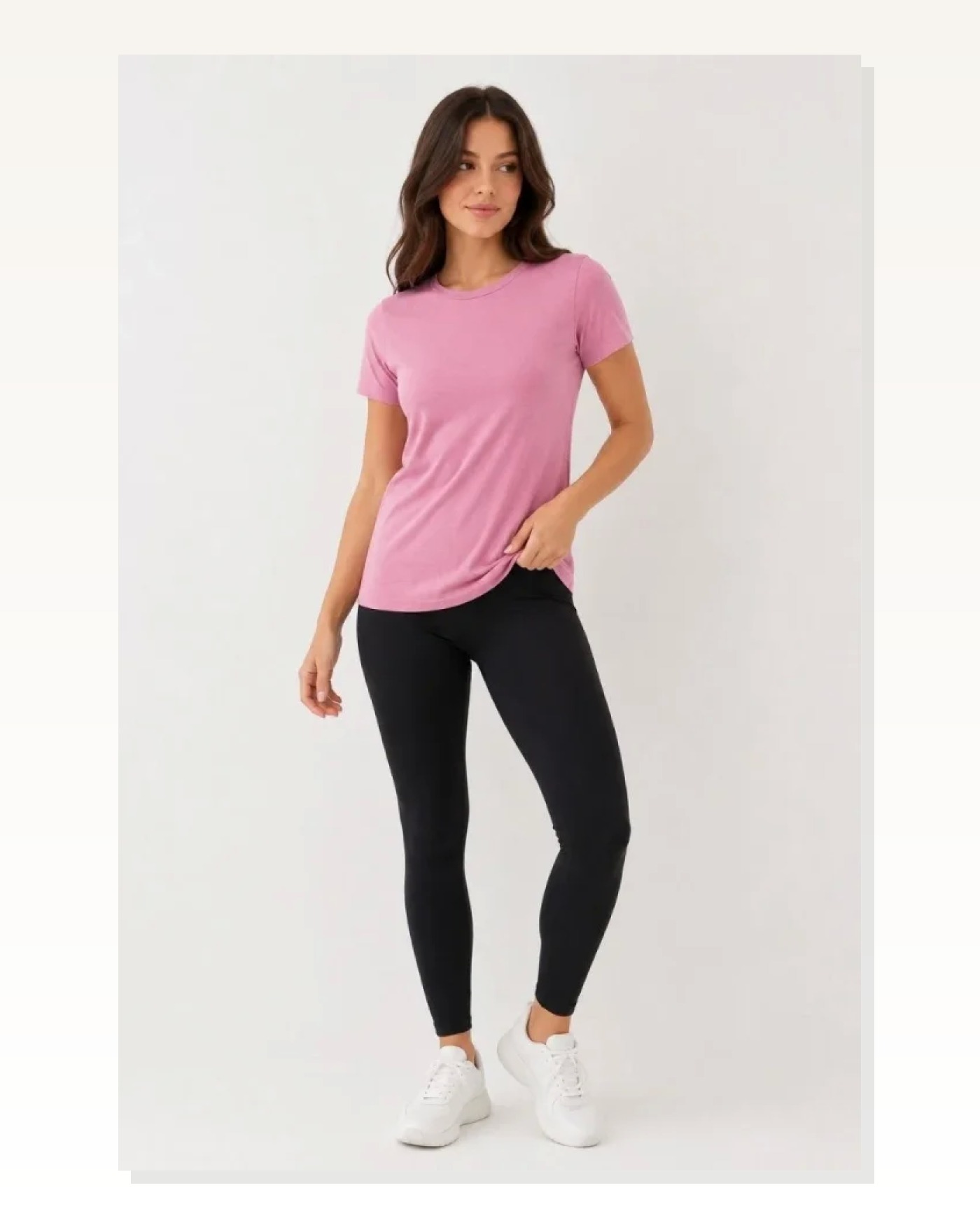 Basic Tişört Bisiklet Yaka Kısa Kol Günlük Yazlık Slim Fit T-Shirt - Pembe Marketplace blank