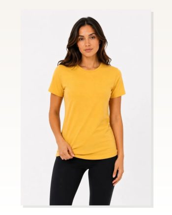 Basic Tişört Bisiklet Yaka Kısa Kol Günlük Yazlık Slim Fit T-shirt Sarı