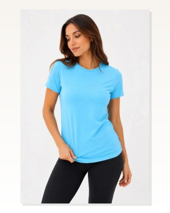 Basic Tişört Bisiklet Yaka Kısa Kol Günlük Yazlık Slim Fit T-shirt Turkuaz