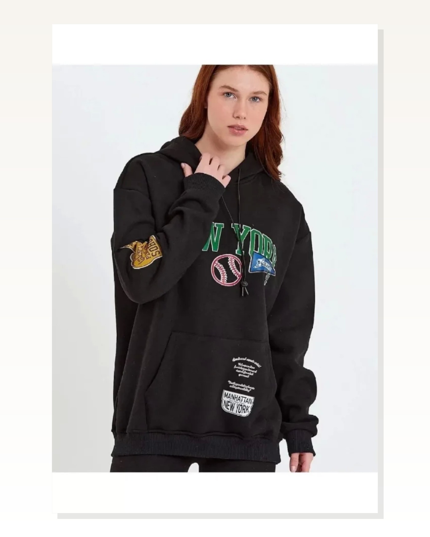 Baskı Detaylı Erkek Günlük Stil Sırt Siyah Kapüşonlu Sweatshirt Marketplace blank