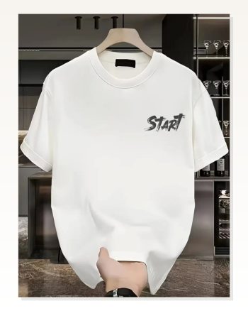 Kadın Baskılı Salaş Stil Beyaz Oversize Bisiklet Yaka Tişört