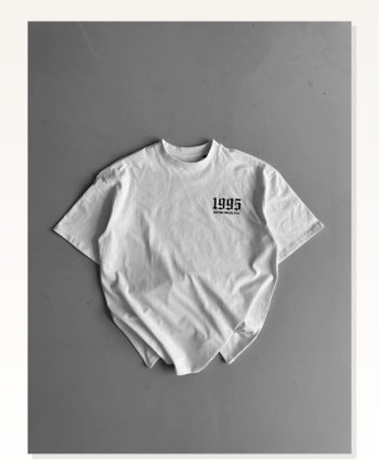 Kadın Baskılı Salaş Stil Beyaz Oversize Bisiklet Yaka Tişört