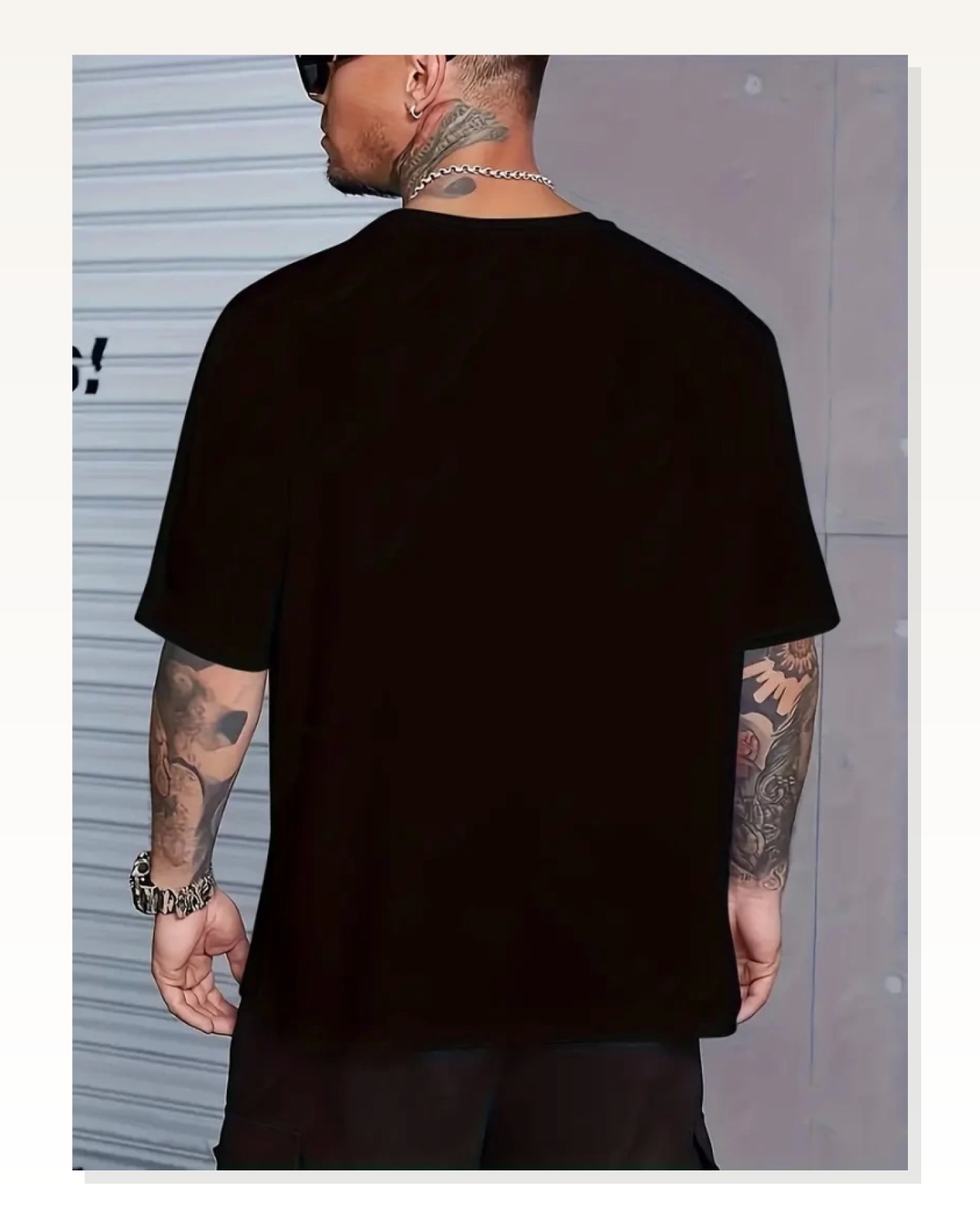 Baskılı Kadın Salaş Stil Siyah Oversize Bisiklet Yaka Tişört Marketplace blank