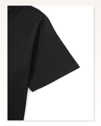 Kadın Baskılı Salaş Stil Siyah Oversize Bisiklet Yaka Tişört