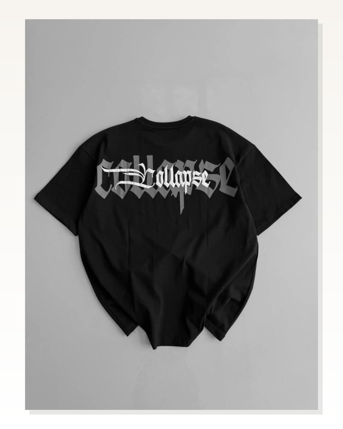 Baskılı Kadın Salaş Stil Siyah Oversize Bisiklet Yaka Tişört Marketplace blank