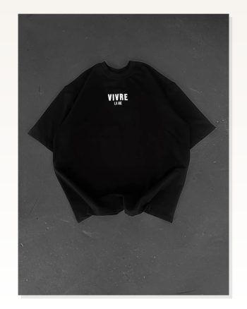 Kadın Baskılı Salaş Stil Siyah Oversize Bisiklet Yaka Tişört
