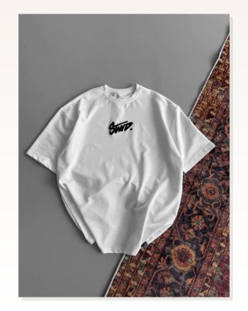 Kadın Baskılı Günlük Stil Beyaz Oversize Tişört