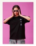 Kadın Baskılı Günlük Stil Siyah Oversize Tişört