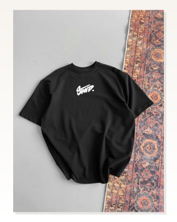 Kadın Baskılı Günlük Stil Siyah Oversize Tişört
