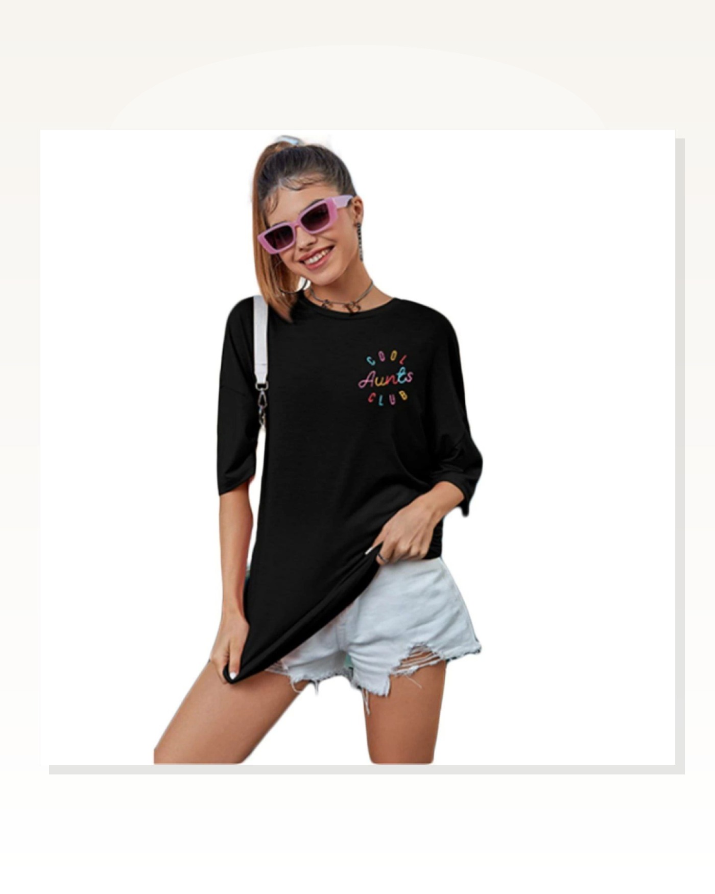 Baskılı Kadın Günlük Stil Siyah Tişört Marketplace blank