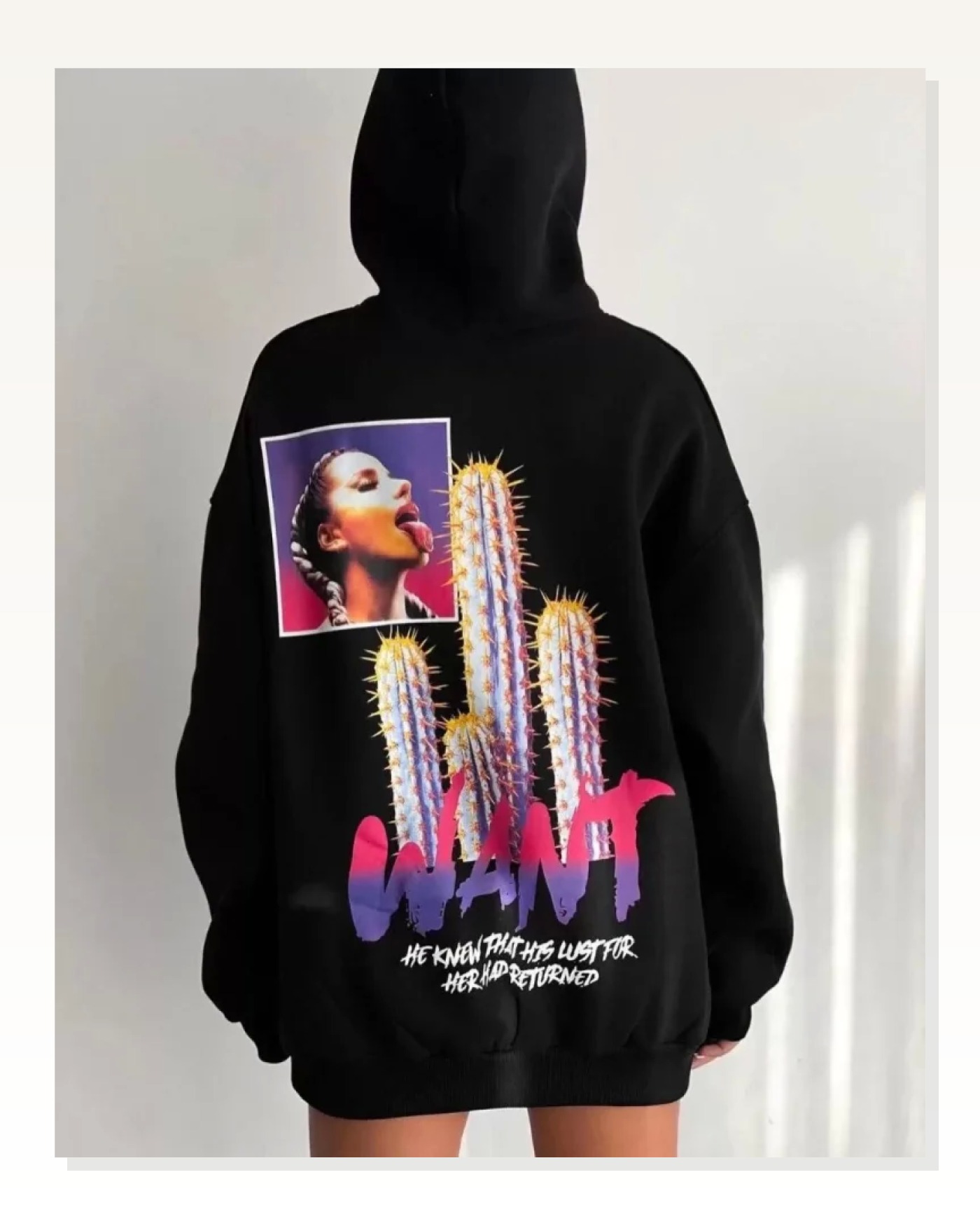 Üç İplik Şardonlu Kadın Sıcak Tutan Siyah Kalın Dokulu Oversize Sweatshirt Marketplace blank