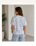 Batik Desenli Tişört Bisiklet Yaka Kısa Kol Regular Fit T-shirt Gri