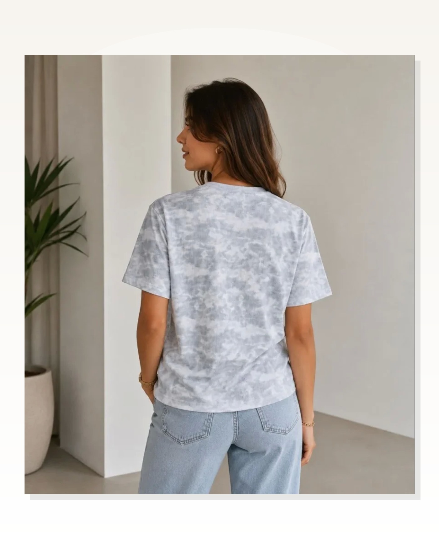 Batik Desenli Tişört Bisiklet Yaka Kısa Kol Regular Fit T-shirt - Gri Marketplace blank