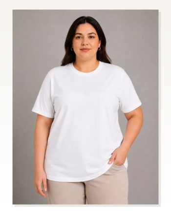 Battal Big Size Basic Tişört Bisiklet Yaka Rahat Kalıp T-shirt Beyaz