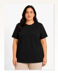 Battal Big Size Basic Tişört Bisiklet Yaka Rahat Kalıp T-shirt Siyah