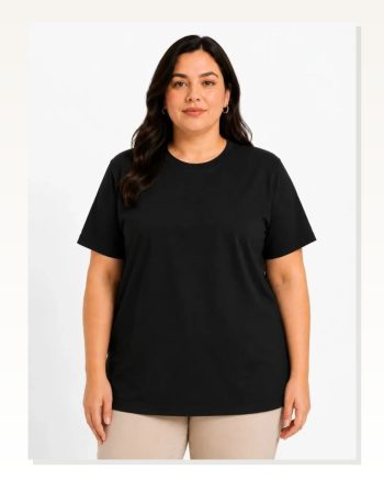Battal Big Size Basic Tişört Bisiklet Yaka Rahat Kalıp T-shirt Siyah