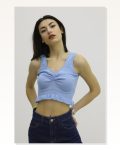 Bel Lastikli Triko Bluz Mavi P-019708