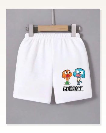 Beli Lastikli Baskılı Mini Şort Beyaz