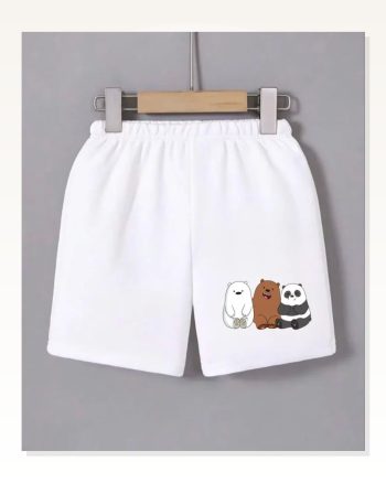 Beli Lastikli Baskılı Mini Şort Beyaz