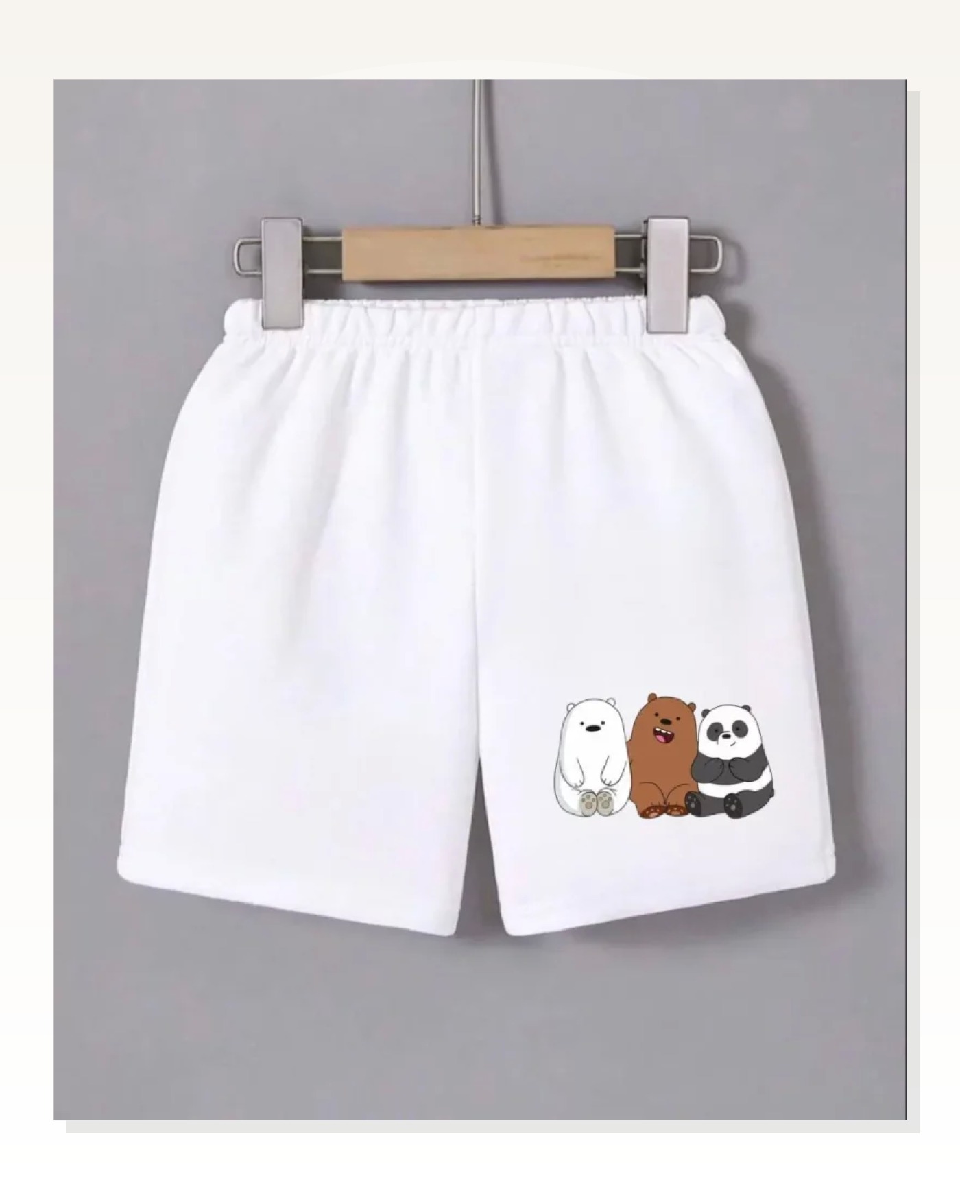 Beli Lastikli Baskılı Mini Şort - Beyaz Marketplace blank