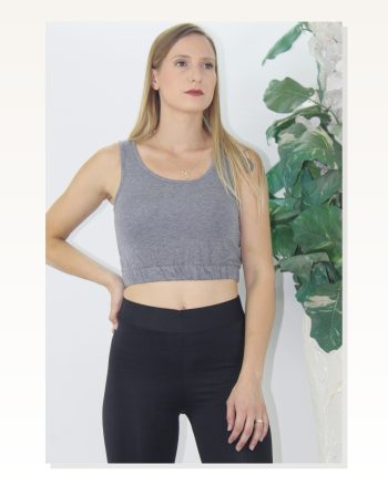 Kadın Modern Stil Beli Lastikli Crop Gri LKS2907.022