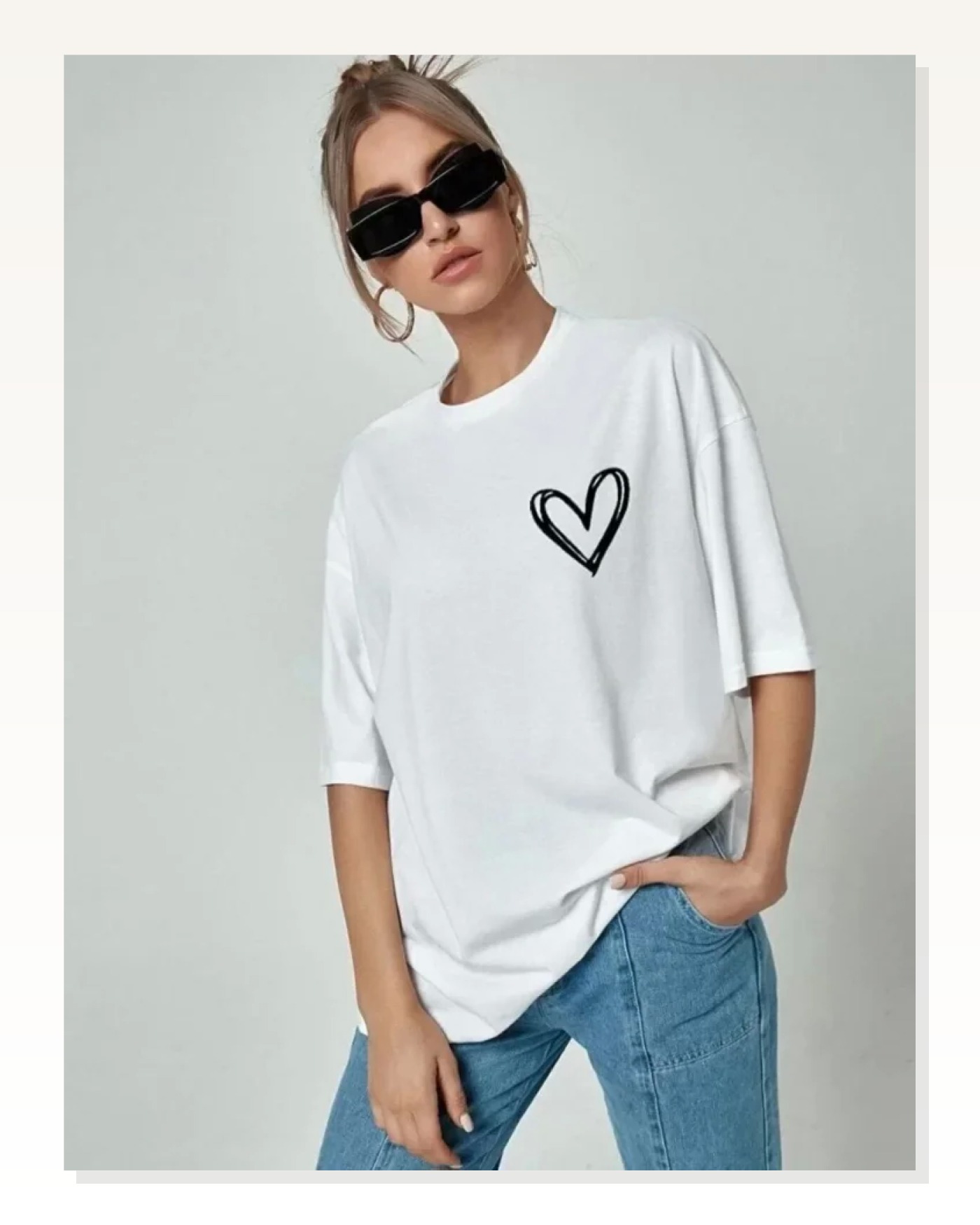 Unisex Günlük Stil Tipografik Mesaj Detaylı Siyah Pamuklu Oversize Tişört Marketplace blank