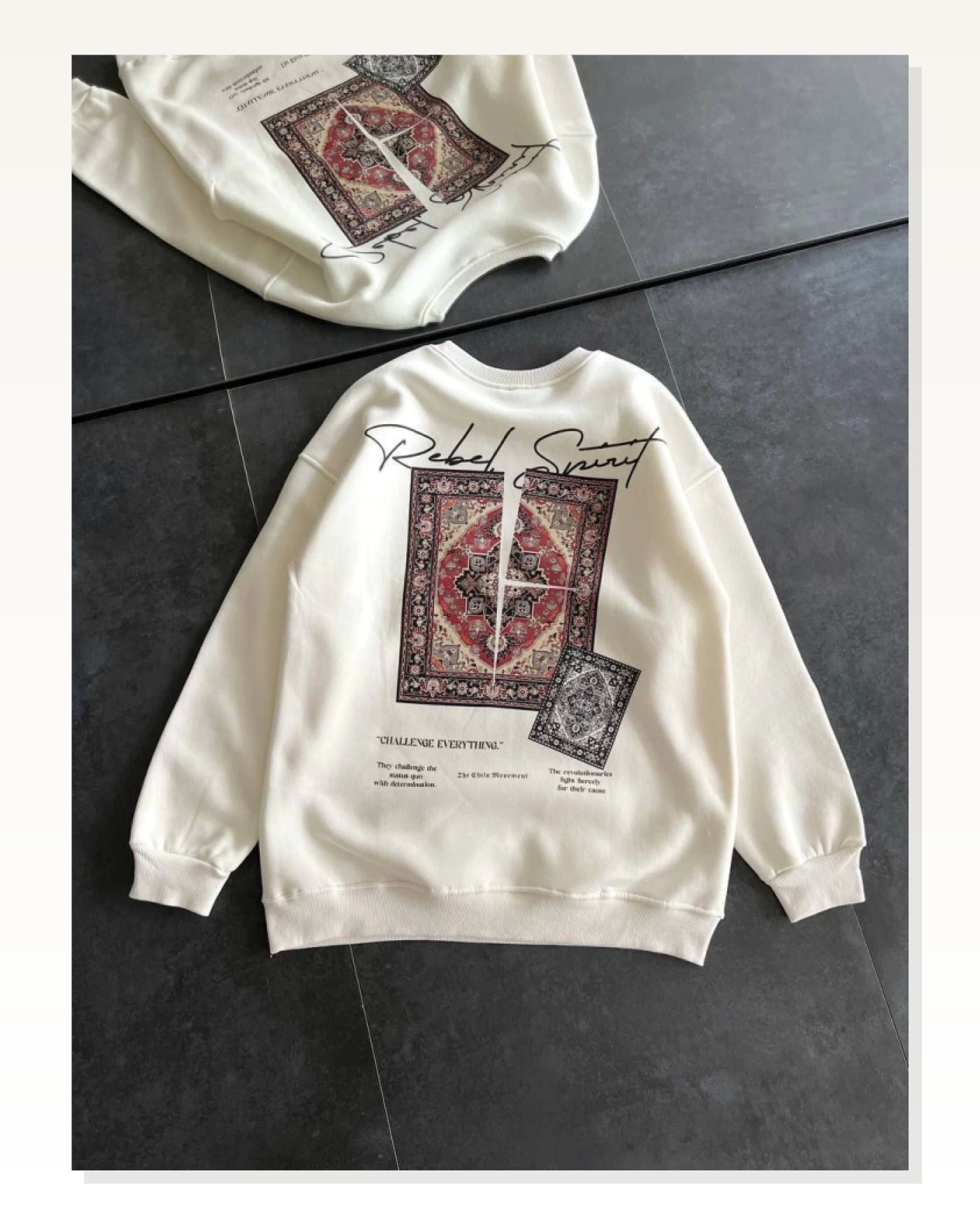 Baskılı Kadın Günlük Stil Beyaz Bisiklet Yaka Sweatshirt Marketplace blank