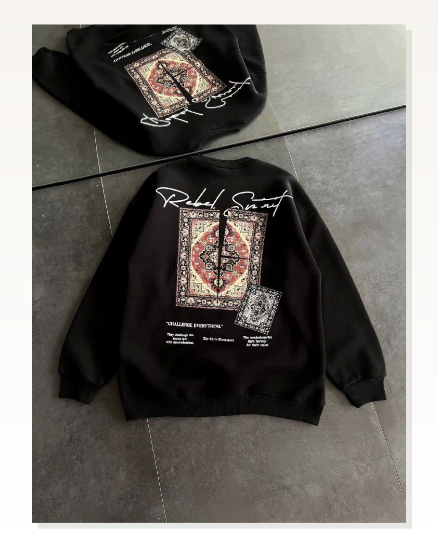Baskılı Kadın Günlük Stil Siyah Bisiklet Yaka Sweatshirt Marketplace blank
