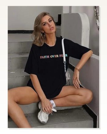 Kadın Baskılı Günlük Stil Siyah Bisiklet Yaka Tişört