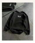 Kadın Baskılı Günlük Stil Siyah Bisiklet Yaka Üç İplik Oversize Sweatshirt