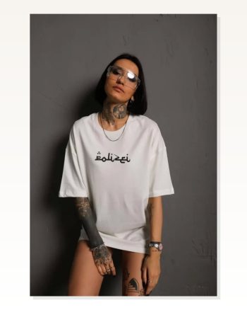 Erkek Grafik Baskılı Günlük Stil Sırtı Beyaz Bisiklet Yaka Oversize Tişört