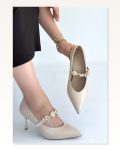 Conne Bej Cilt Stiletto Ayakkabı