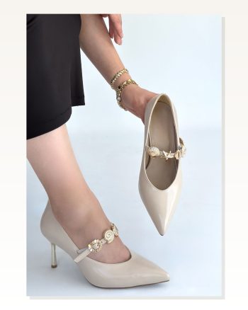 Conne Bej Cilt Stiletto Ayakkabı