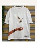 Yüksek Çözünürlüklü Dijital Baskılı Unisex Günlük Stil Beyaz Tişört