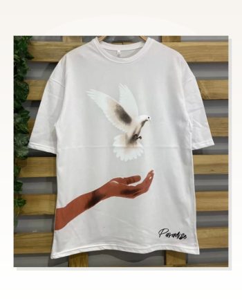 Yüksek Çözünürlüklü Dijital Baskılı Unisex Günlük Stil Beyaz Tişört