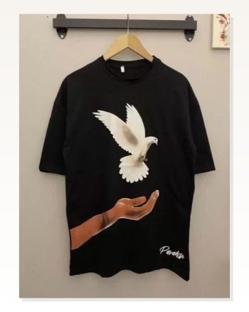 Yüksek Çözünürlüklü Dijital Baskılı Unisex Günlük Stil Siyah Tişört