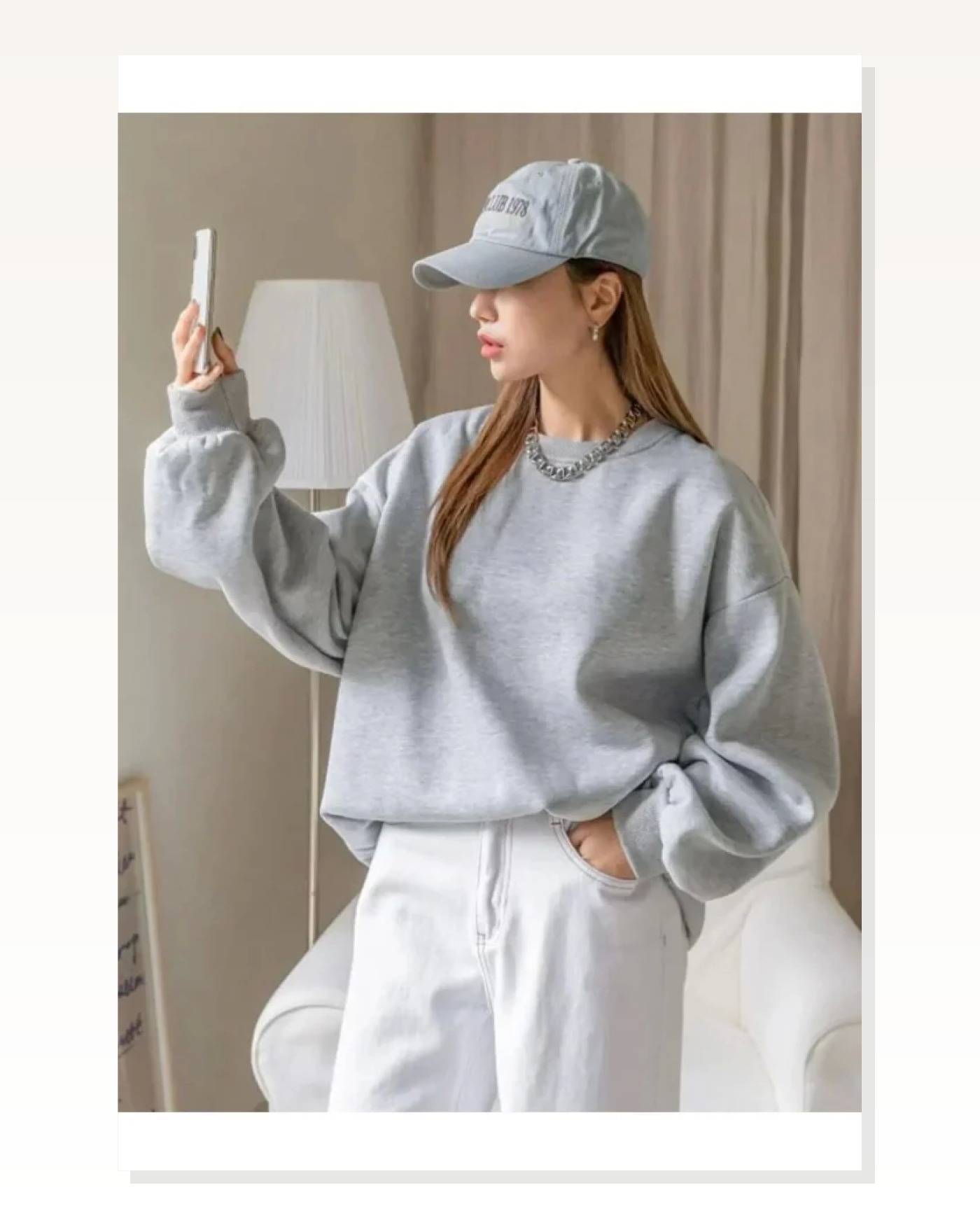 Düz Dokulu Erkek Günlük Stil Gri Bisiklet Yaka Rahat Kesim Sweatshirt Marketplace blank