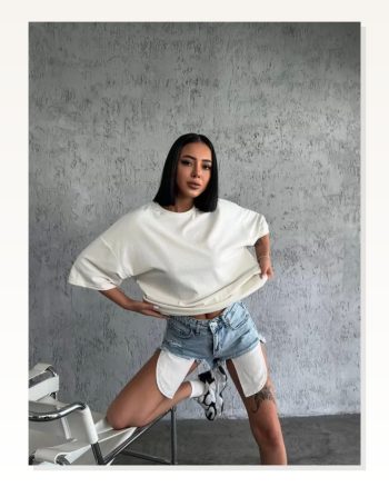 Unisex Günlük Stil Beyaz %100 Pamuklu Basic Bisiklet Yaka Tişört