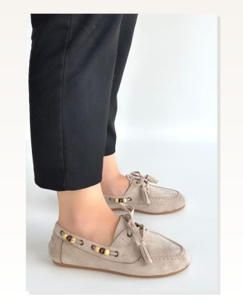 Kadın Süet Modern Stil Elora Vizon Babet