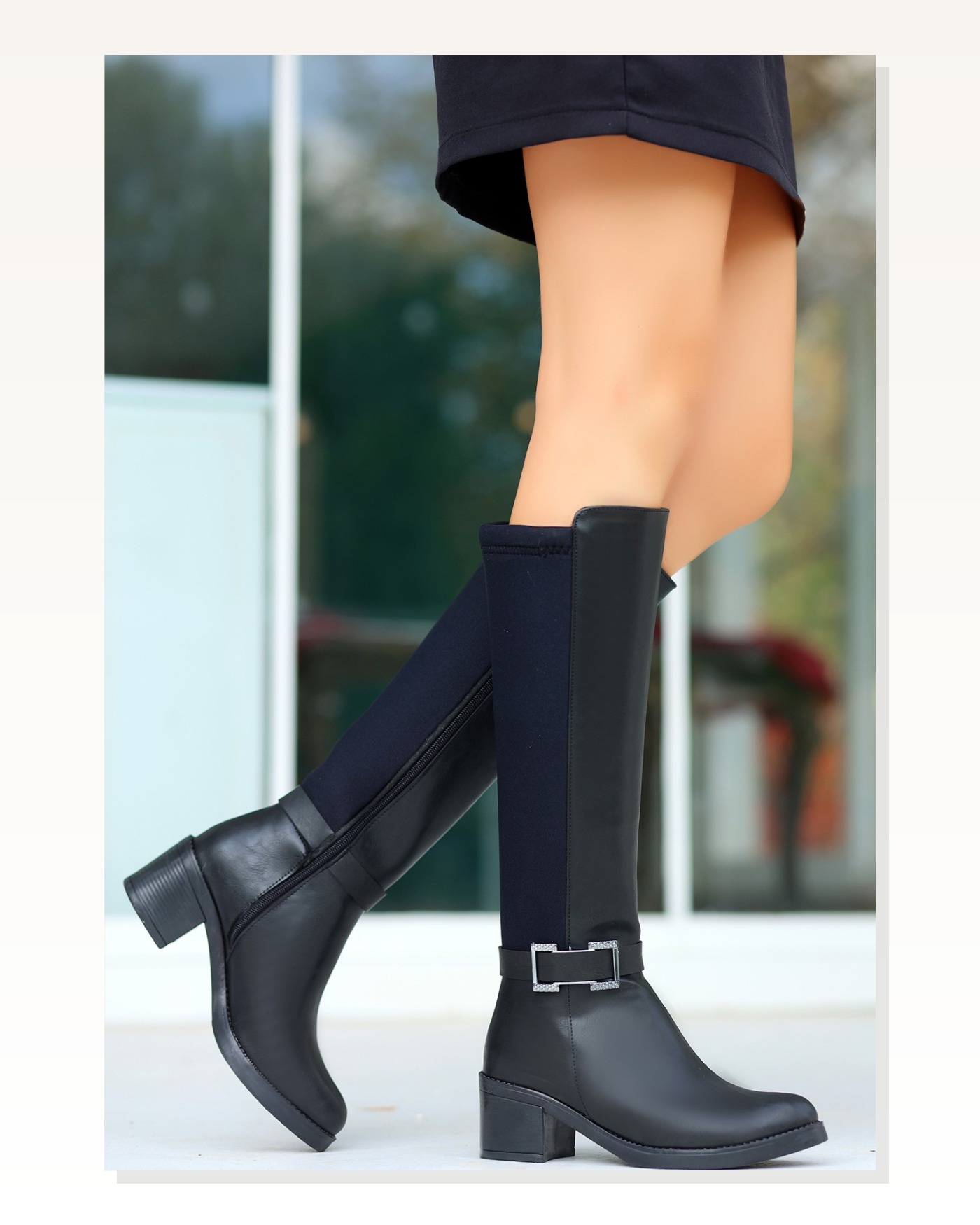 Cilt Kadın Modern Stil Emrat Siyah Topuklu Çizme Marketplace blank