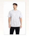 Erkek Günlük Stil Beyaz Asit Yıkama Bisiklet Yaka Kısa Kollu Tişört Oversize