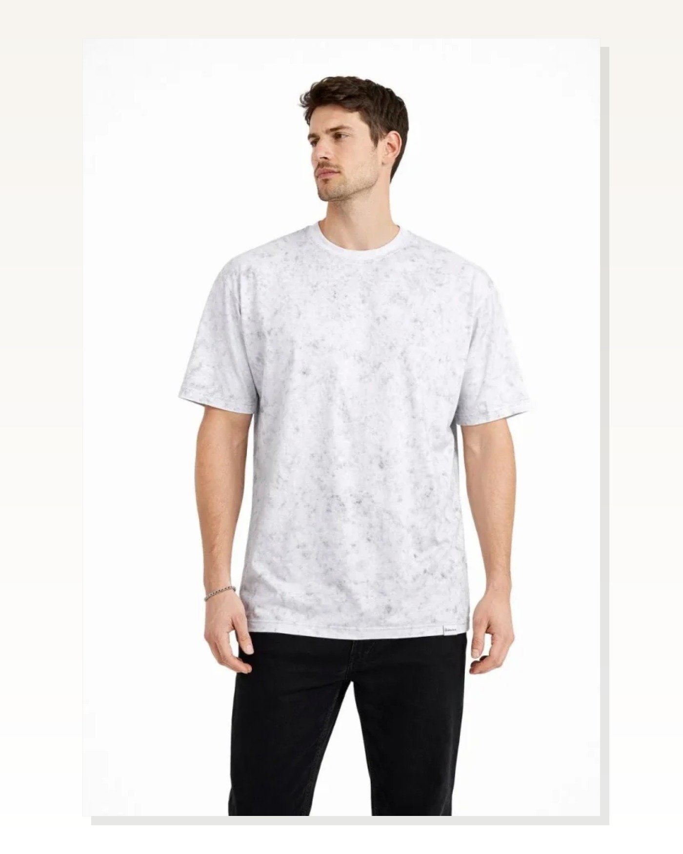 Erkek Günlük Stil Beyaz Asit Yıkama Bisiklet Yaka Kısa Kollu Tişört Oversize Tişört Marketplace blank