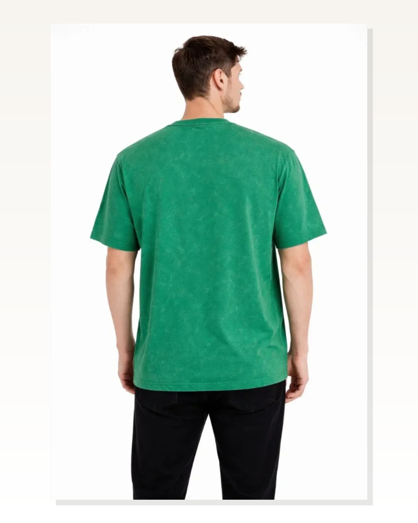 Erkek Günlük Stil Yeşil Asit Yıkama Bisiklet Yaka Kısa Kollu Tişört Oversize Tişört Marketplace blank
