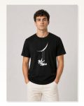 Erkek Astronot Ay Temalı Tişört Kısa Kol Yazlık Bisiklet Yaka T-Shirt – Siyah Marketplace