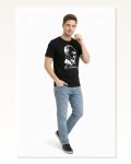 Erkek Atatürk Baskılı Tişört Kısa Kollu Bisiklet Yaka T-shirt Siyah