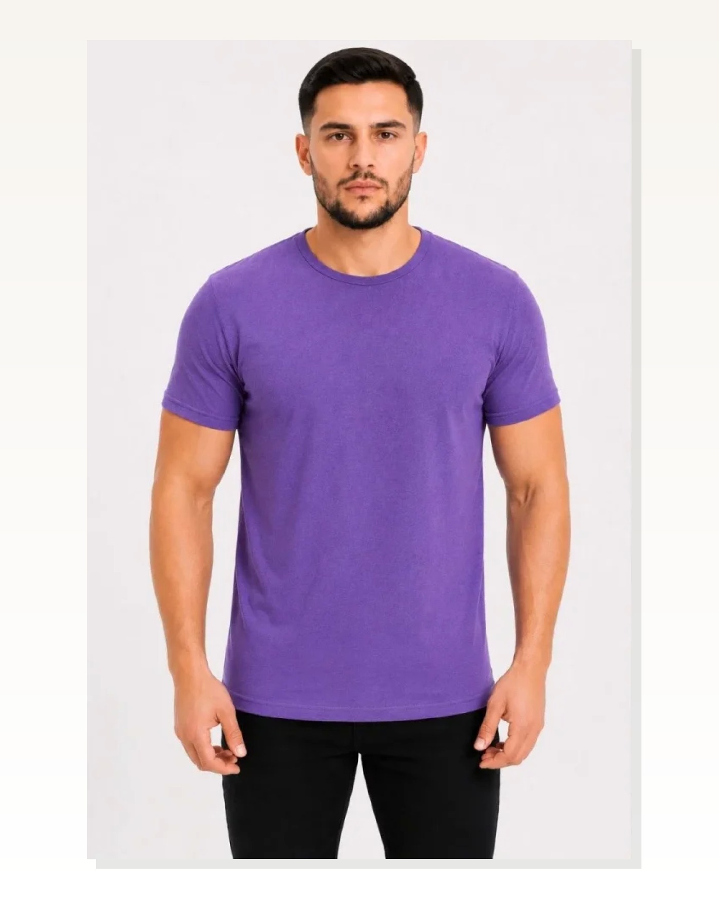 Erkek Basic Tişört Bisiklet Yaka Kısa Kol Günlük Yazlık Slim Fit T-Shirt - Mor Marketplace blank