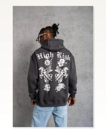 Erkek Baskılı Sokak Stili Füme Kapüşonlu Sweat