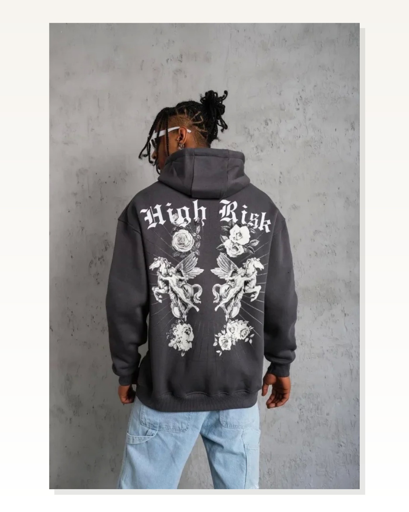 Baskılı Erkek Sokak Stili Füme Kapüşonlu Sweat Marketplace blank