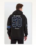 Erkek Baskılı Kapşonlu Üç Iplik Oversize Sweatshirt Siyah